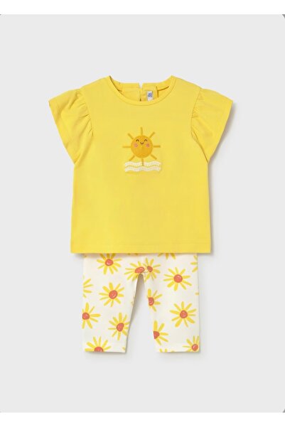MAYORAL Li̇mi̇ Baby Girl & Child Soft Flexible Combed Cotton Tights T-Shirt Set