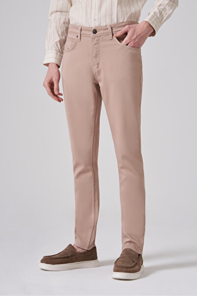 Morven Blugi slim fit pentru bărbați, bej, din denim, cu 5 buzunare