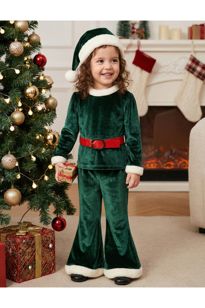 MiniKids Set catifelat 3 piese Daiana verde