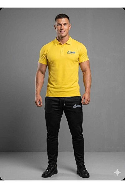 ByFourMan Σετ ανδρικών φόρμων 2 τεμαχίων με στάμπα Chicago με γιακά πόλο και ...