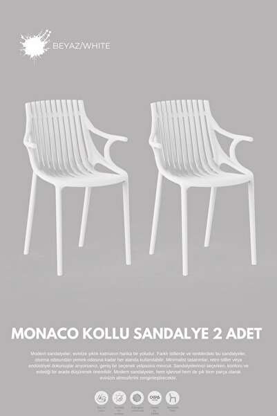 handanca MONAKO KOLLU LÜX CAFE & RESTAURANT SANDALYESİ 2 Li Set
