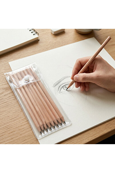 Funny Design Transparent Colored Pencil Set - 8 Pieces Black Hb Lead Wooden P...
