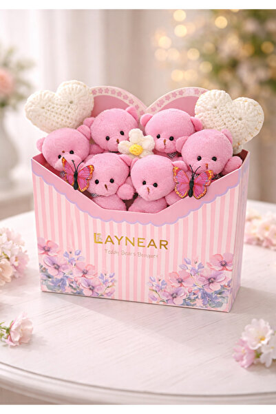 Laynear Sevimli Pembe Ayıcıklar Zarf İçin de Ayıcık Buketi