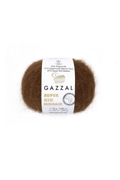 Gazzal Super Kid Mohair 25 gr 200 mt %70 Kid Moher %30 İpek İnce Örgü İpi-644...