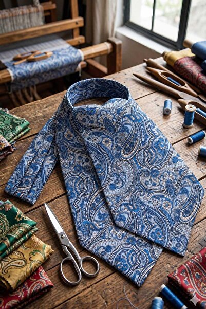 Kravatkolik Σχέδιο σάλιου Ανοιχτό μπλε Ιταλική μεταξωτή γραβάτα Ascot SAC47