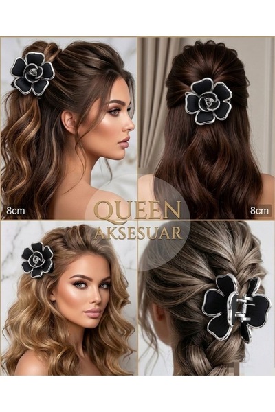 QUEEN AKSESUAR Luxury Brand Fashion Camellia Flower Black Silver Gray Framed ...
