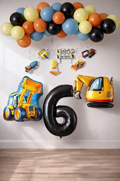 Patladı Gitti Σετ πάρτι γενεθλίων 6ων ετών με θέμα την κατασκευή