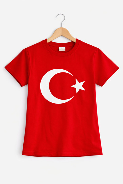 Selvira Ataturk Printed & Turkish Flag Patterned Kids' T-Shirt - 100% Cotton,...