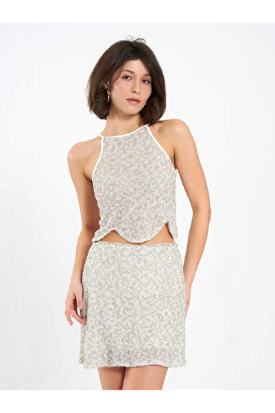 BIGNUANCE Premium Sequined Crop Halter Neck Blouse Night & Event Stylish Wome...