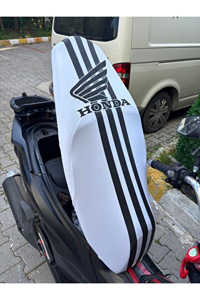 Utku Giyim HONDA LOGOLU ÇİZGİLİ LİKRALI MOTOSİKLET SELE KILIFI BEYAZ RENK
