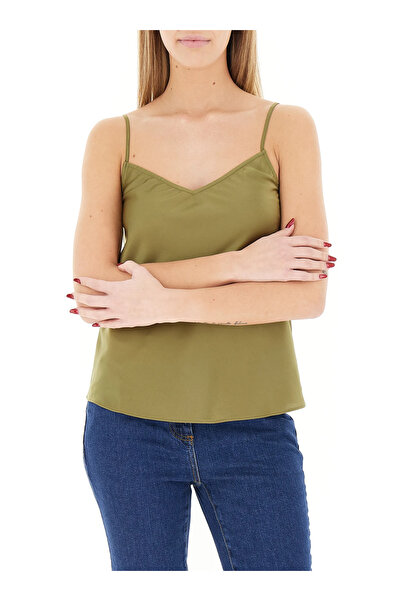 Armani Exchange Women's Thin Rope Strap V-Neck Satin Green Blouse 8Nyh05 Ynz5...