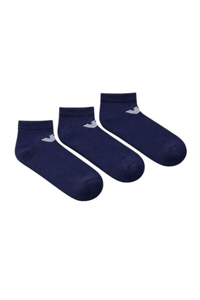 Emporio Armani Men's Cotton Jacquard Eagle Logo Low-Cut Three-Pack Navy Blue ...