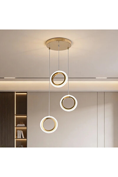 qwell Najaf Elegant Prime Gold Pendant Lamp 3 Changeable Lights 12 Watt