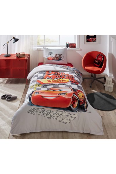 Özdilek Set de lenjerie de pat pentru copii Cars Fast Disney, cu licență oficială, cu cearșaf elastic pentru o persoană