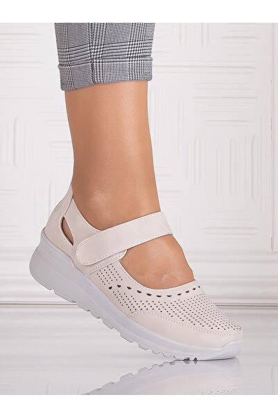 PIAODU Beige Women's Casual Shoes Made from Altoia Ecological Leather, Size 36