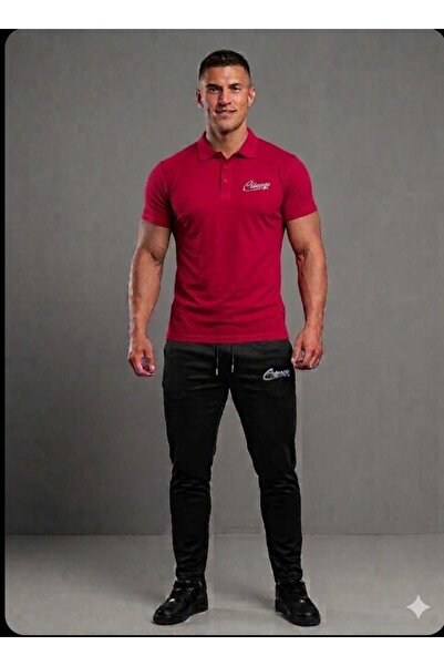 ByFourMan Σετ ανδρικών φόρμων 2 τεμαχίων με στάμπα Chicago με γιακά πόλο και ...