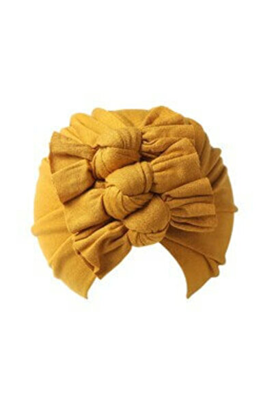 MiniKids Τουρμπάνι με τρεις φιόγκους, κίτρινο σχέδιο