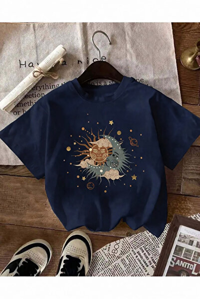 Trend Sizde Μπλουζάκι Unisex Navy Blue Cosmic Balance με στάμπα και λαιμόκοψη...