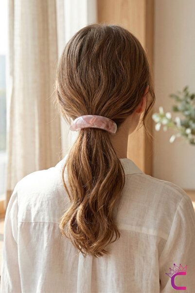 Cinderella Pink Marble Pattern Acetate Pinch Hair Bun Clip 7cm - Effortless S...