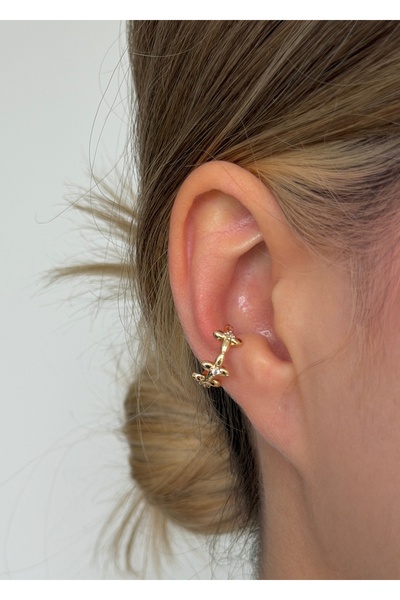 KİLİGİSTANBUL ÇİÇEKLİ CUFF (KULAK DELİĞİ OLAMADAN KULLANIM)