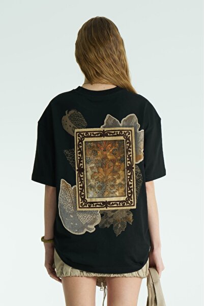 ZAVIXO ΓΥΝΑΙΚΕΙΟ Μπλουζάκι με στάμπα σε μεγάλο μέγεθος, 100% βαμβάκι |   Άνετ...