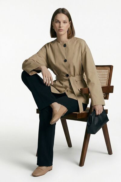 Rays Μπουφάν με ζώνη και λαιμόκοψη ποδηλάτου σε κανονική εφαρμογή από βιζόν 7672