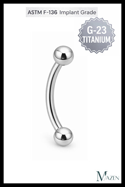 MAZEN G-23 Titanyum Kaş Piercing | Toplu Kavisli Bar | Kararmaz Antialerjik