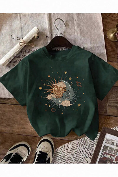 Trend Sizde Μπλουζάκι Unisex Green Cosmic Balance με στάμπα και λαιμόκοψη ποδ...