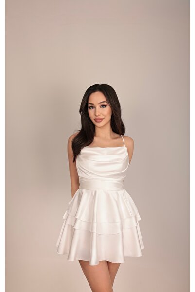 Suvee Collection Saten Fırfırlı Elbise