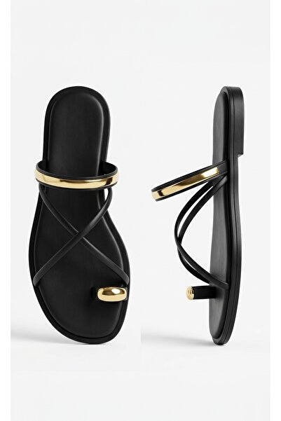 ELEVAM Μαύρα σανδάλια από γνήσιο δέρμα - Καλοκαιρινές παντόφλες πολυτελούς σχ...