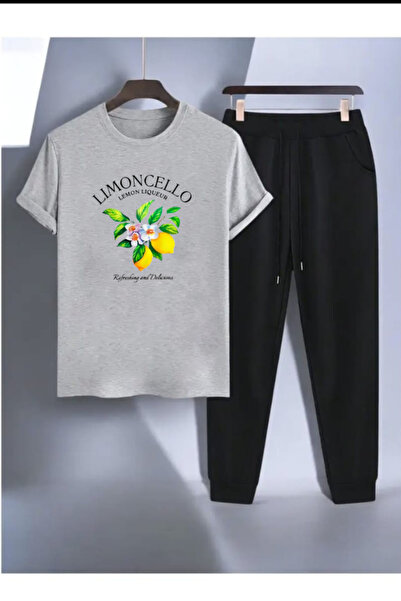 Joetsu Limon Printed T-Shirt - Jogger T-Shirt Crew Neck Bottom Top Tracksuit Set