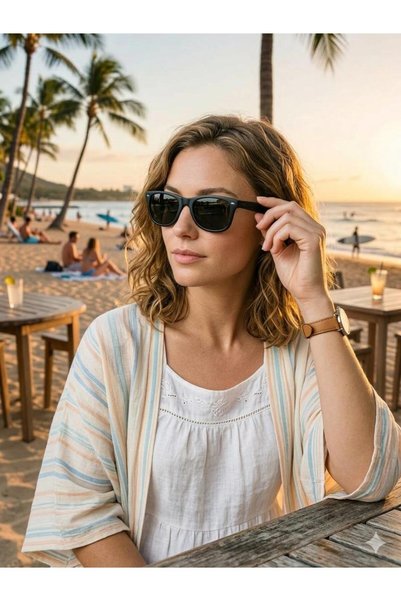viberia Wayfarer Style Unisex Black Sunglasses