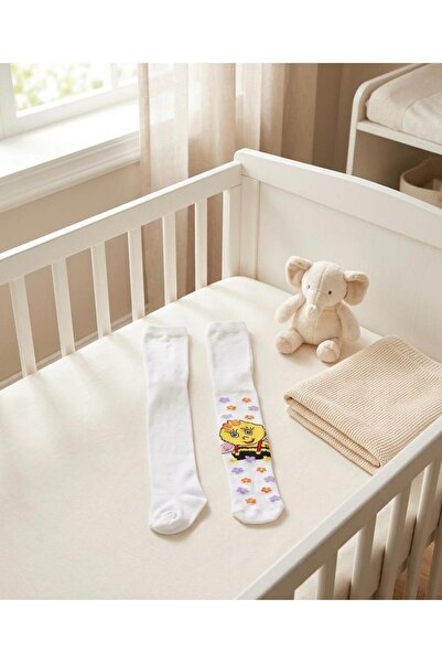 Miniday Baby 2'lü Kız Bebek & Çocuk Pamuklu Arı Desenli Külotlu Çorap Yeni Do...