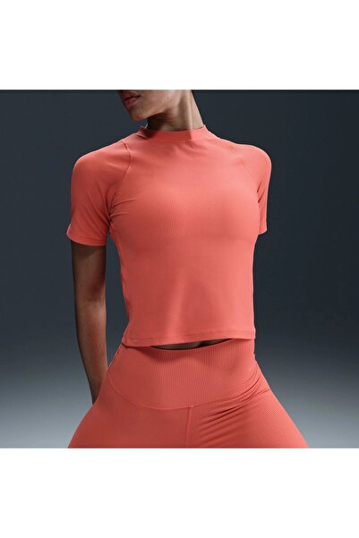 Nike Γυναικείο πορτοκαλί μπλουζάκι Zenvy Rib Dri-fit με κοντό μανίκι αθλητικό...