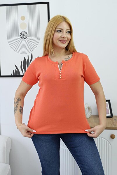 Siyezen Μπλουζάκι μεγάλου μεγέθους με διπλό λεπτομερές τελείωμα στο γιακά και...