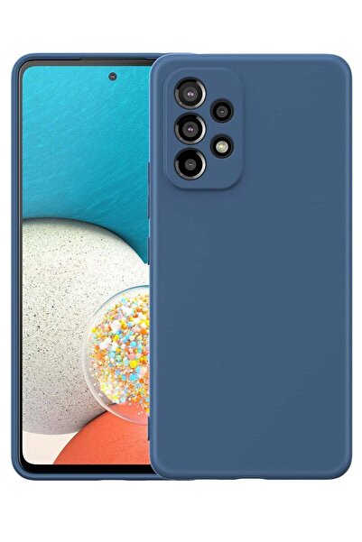 Shopi Galaxy A53 5G Liquid Silicone Gel Rubber Case – Blue, Soft Microfiber L...