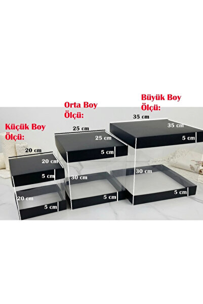 Genel Markalar 3'Lü Set Asetat Çeyiz Kutusu (Şeffaf - Katlanabilir - Pratik Kurulum) (Küçük + Orta + Büyük) Siyah