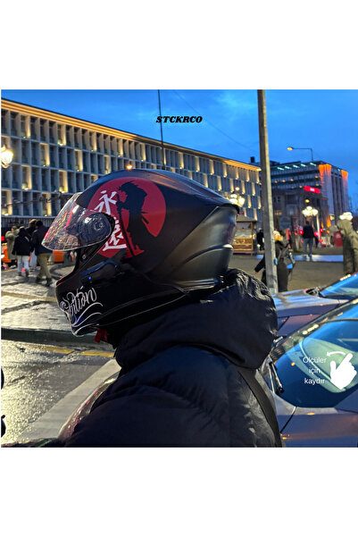 STCKRCO Samuray Kask Sticker – Motor Kaskı İçin Premium Sticker - Motosiklet ...