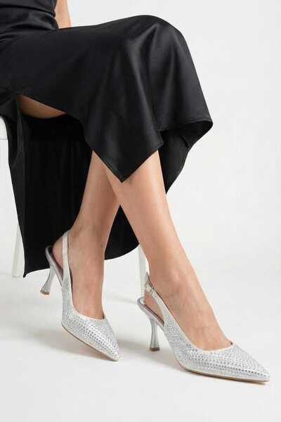 werfen Γυναικεία κομψά πέτρινα βραδινά παπούτσια με τακούνι και λεπτομέρειες