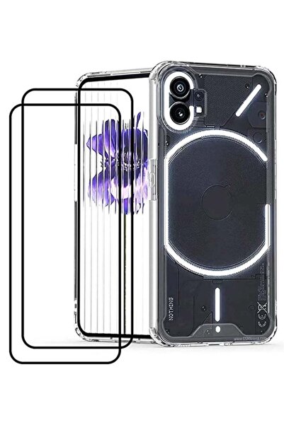 Shopi (1+2 قطعة) متوافق مع هاتف Nothing Phone 1، غطاء شفاف مع واقي شاشة معزز.