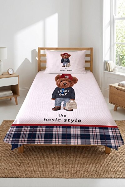 Evmila Καρό Σετ Πικέ με θέμα το Γλυκό Αρκουδάκι - Διακοσμητικό Κάλυμμα Κρεβατ...