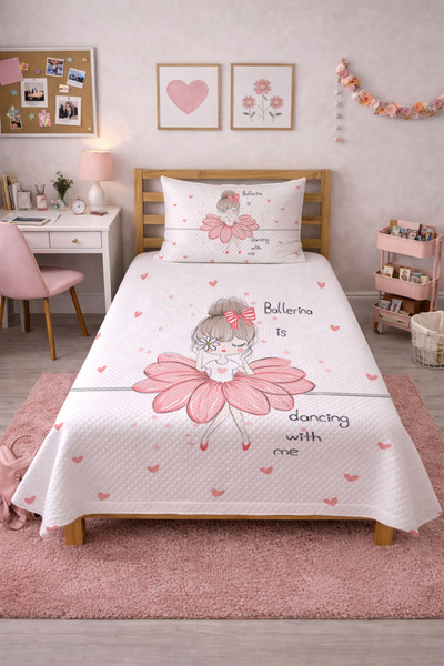 Evmila Ballerina Heart Floral Baby Pique Set-Romantic Girl Modern Powder Whit...