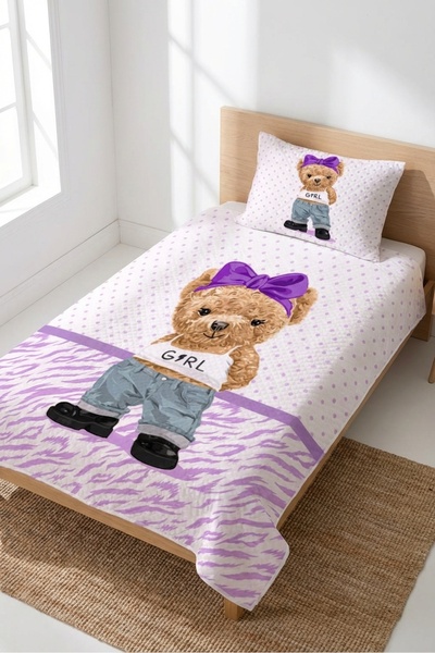 Evmila Χαριτωμένο σετ βρεφικής πικέ με αρκουδάκι και πουά - Μοντέρνο καπιτονέ...