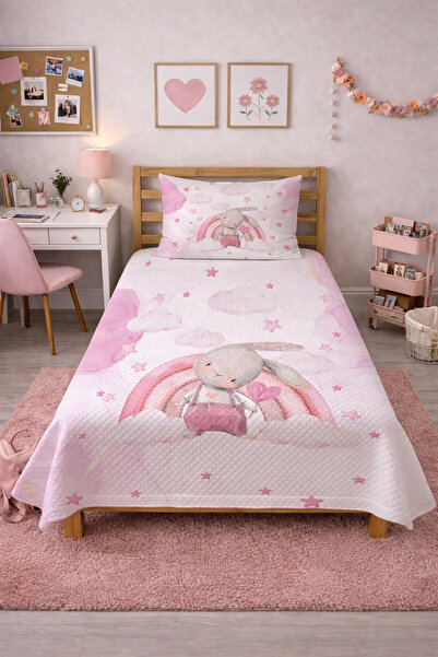 Evmila Σετ Πικέ με Μονόχρωμο Σχέδιο Σύννεφων Ουράνιου Τόξου - Καπιτονέ Κάλυμμ...