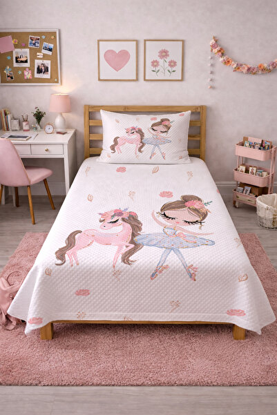 Evmila Σετ Παιδικού Πικέ Μπαλαρίνα Μονόκερος με Λουλούδια-Διακοσμητικό Κάλυμμ...