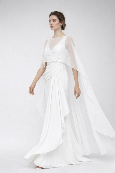 By Yaren Yazıcı Γυναικείο Εκρού Κιμονό Σιφόν με Λεπτομέρεια Βολάν & Βραδινό Φ...