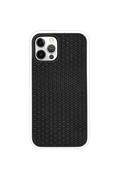 SILKASE Husa waffle pentru iPhone 12 Pro Max, cauciuc, culoare alb/negru