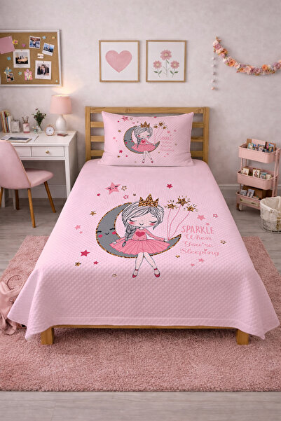 Evmila Σετ Princess Moon Star Pink Junior Pique - Μοντέρνο καπιτονέ κάλυμμα κ...