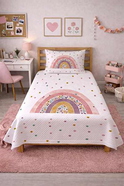 Evmila Σετ νεανικού κρεβατιού με σχέδια λουλουδιών ουράνιου τόξου - Καπιτονέ ...