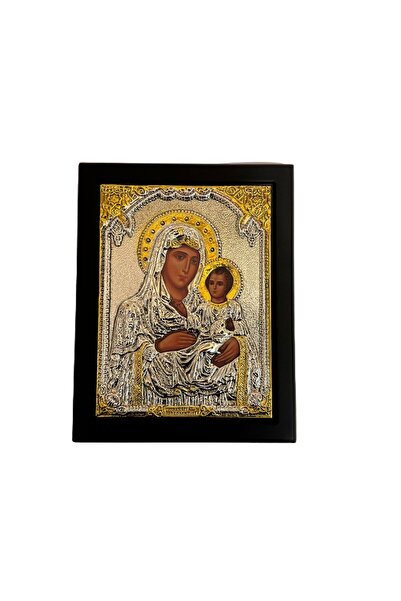 OEM Εικόνα της Παναγίας με το Παιδί, ασήμι 925 και επιχρυσωμένο, κορυφαία λιθ...